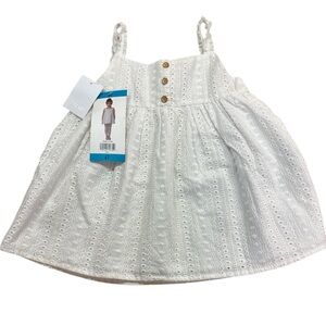BCBGirls Egret White Eyelet Lined Ruffled Strap Cotton Summer Top 4T NWT